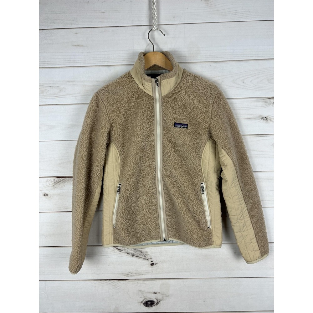 Patagonia Jacket Womens Medium Beige Fleece Synchilla Full Zip Sherpa Coat